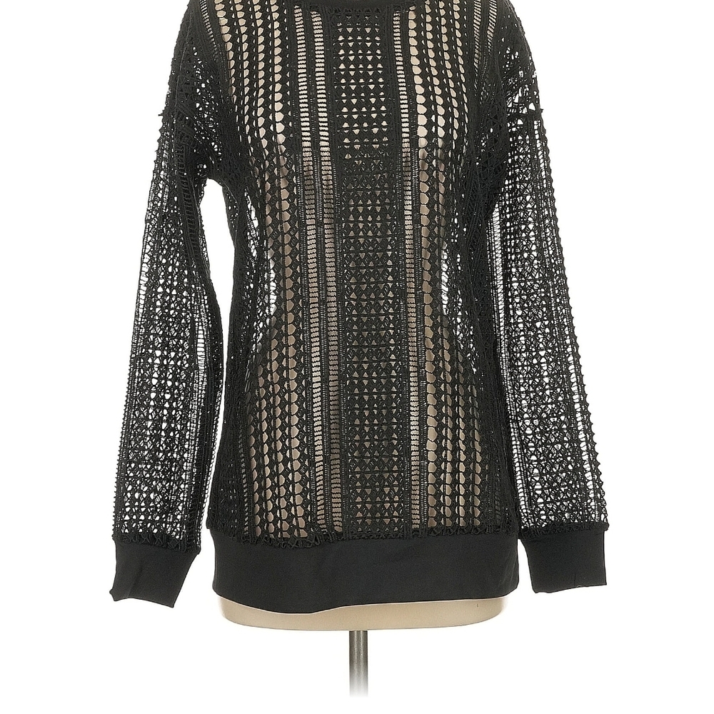 Fabletics Black Mesh Long Sleeve Top